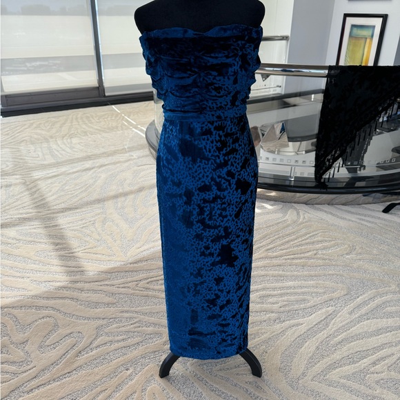 Hanae Mori Dresses & Skirts - Vintage Hanae Mori Paris Handmade Royal Blue Textured Velvet Silk Gown